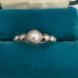 G & H 925 pearl stack style ring